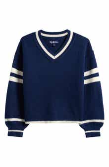 Kids' Athlete Stripe V-Neck Sweater