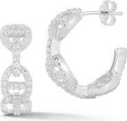 GLAZE JEWELRY Pavé Cubic Zirconia Mariner Link Hoop Earrings
