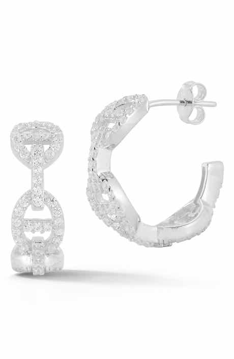 GLAZE JEWELRY Pavé Cubic Zirconia Mariner Link Hoop Earrings