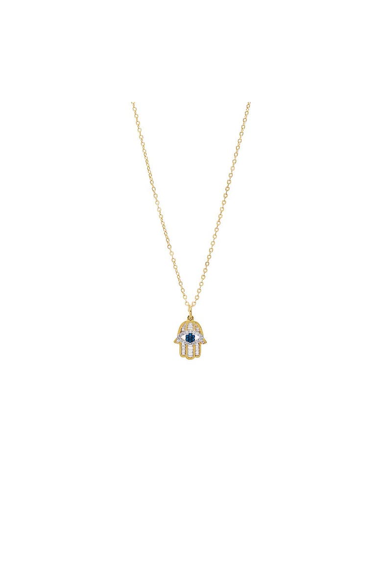 BY ADINA EDEN Large CZ Hamsa Pendant Necklace, Main, color, Sapphire Blue