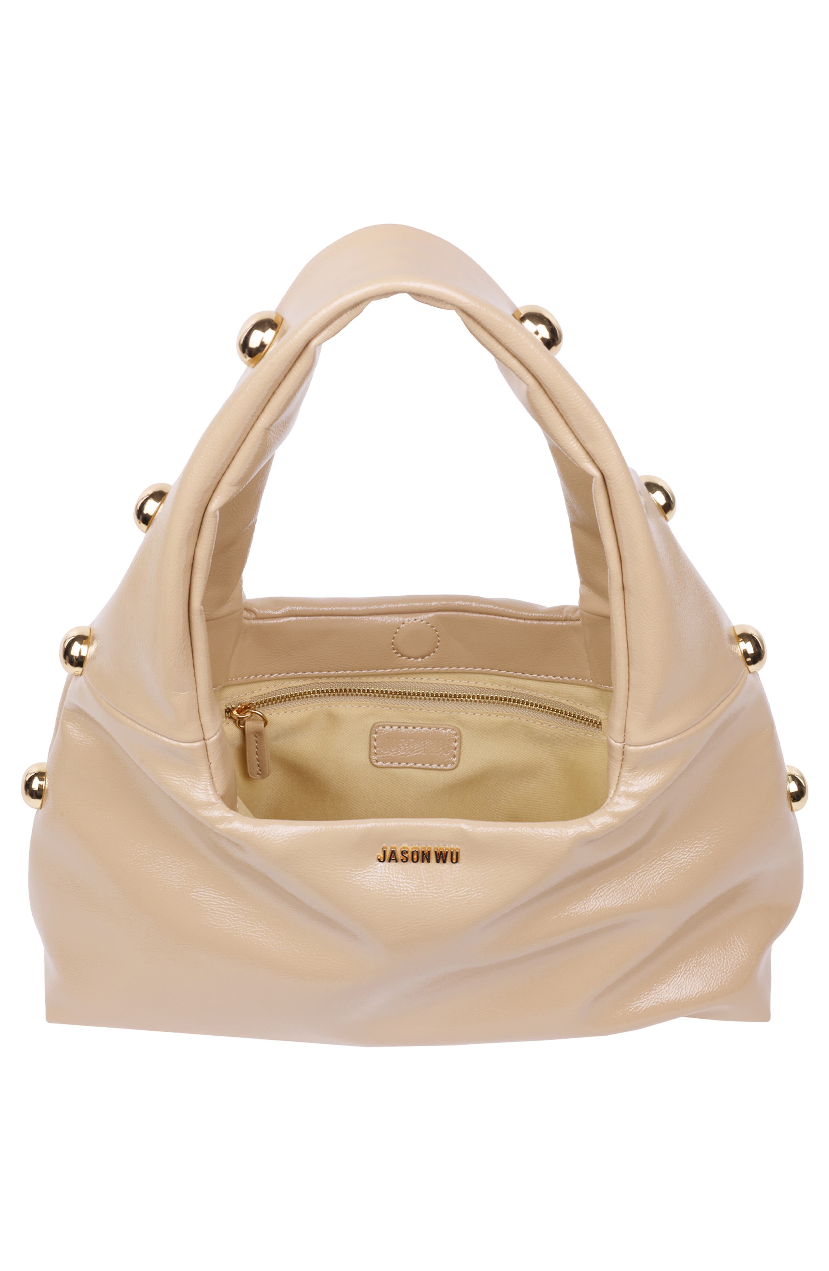 JASON WU Studded Patent Shoulder Bag, Alternate, color, Tan