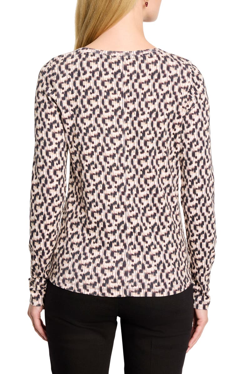 NZT by NIC+ZOE Printed Long Sleeve Cotton T-Shirt, Alternate, color, Neutral Multi