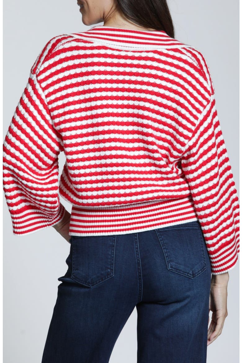 Stripe Three-Quarter Sleeve Sweater, Alternate, color, REDWHITE STRIPE