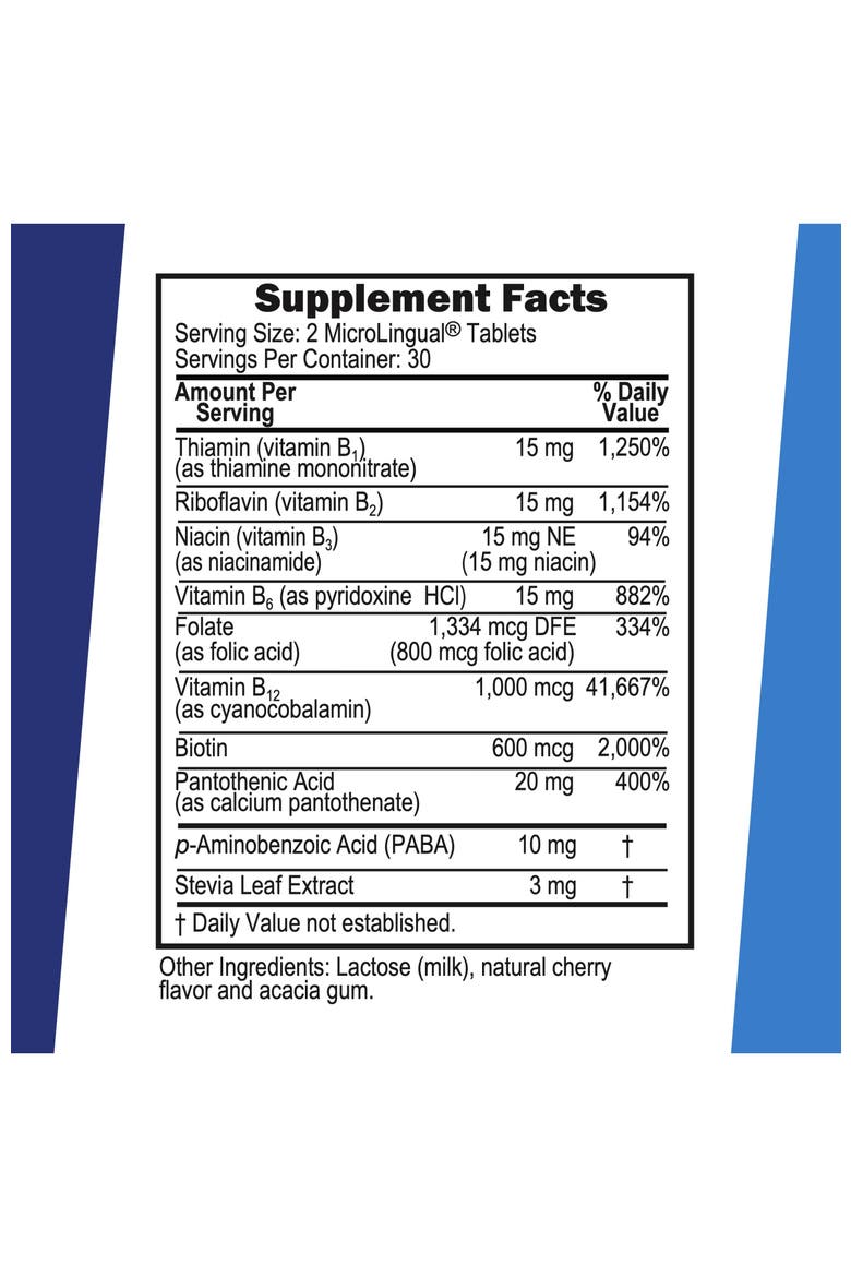 B Complex Sublingual Dissolving Tablets, Alternate, color, White