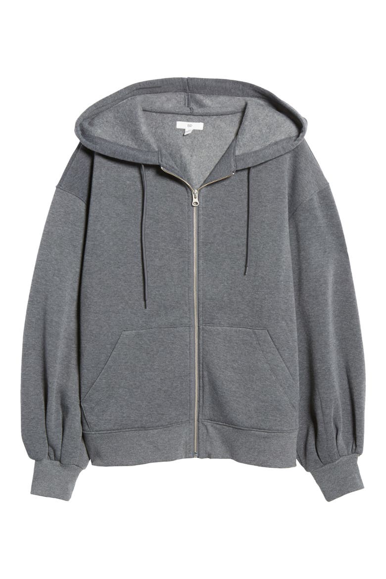 Statement Sleeve Hoodie, Alternate, color, GREY DARK HEATHER
