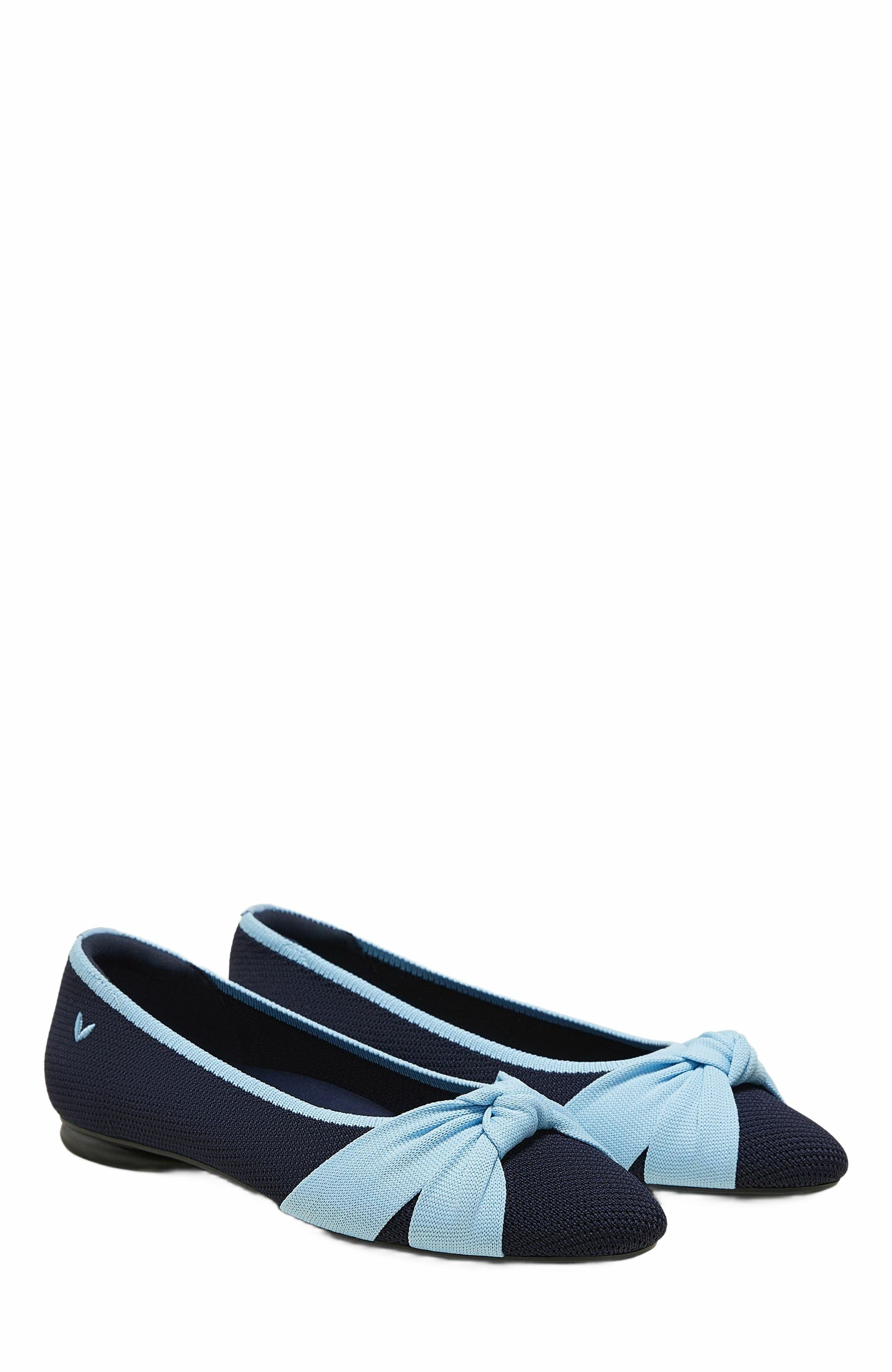 VIVAIA Almond-Toe Knotted Flats, Main, color, Navy Ice Blue