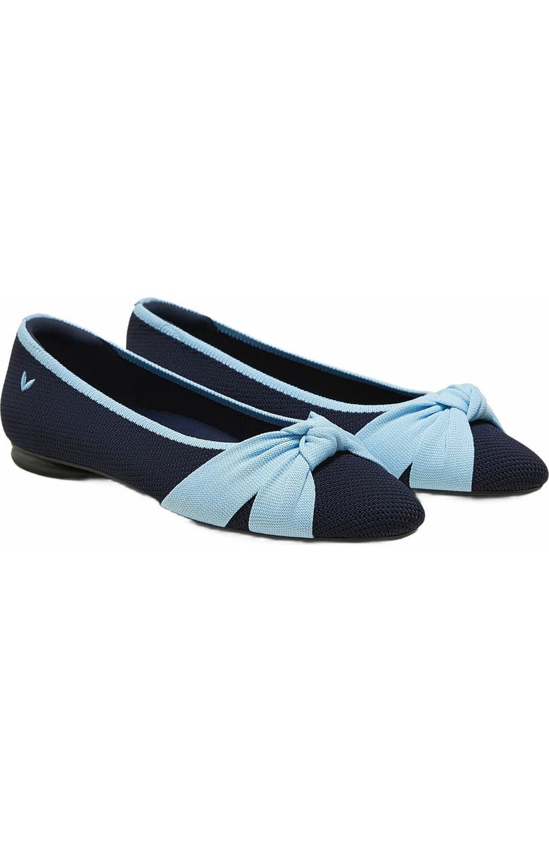 VIVAIA Almond-Toe Knotted Flats, Main, color, Navy Ice Blue