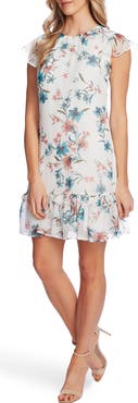 CeCe Expresive Lillies Flutter Sleeve Dress