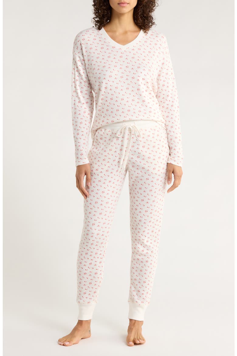 Super Soft Thermal Knit Pajamas, Main, color, STRAWBERRY DITSY