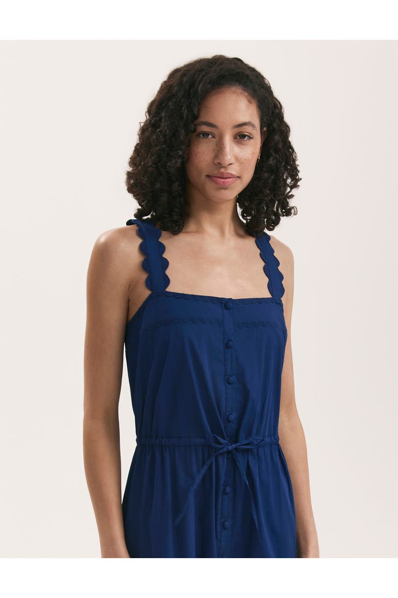 Hallie Cotton Ric Rac Detail Midi Dress, Alternate, color, Indigo
