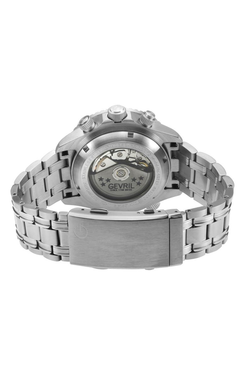 GEVRIL Hudson Yards Swiss Automatic Chronograph Bracelet Watch, 43mm, Alternate, color, Silver