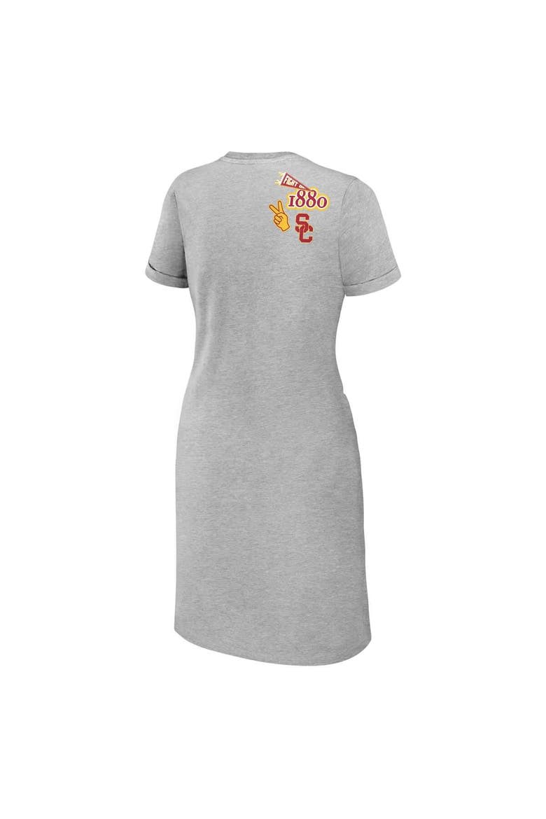Women's WEAR by Erin Andrews Heather Gray USC Trojans Knotted T-Shirt Dress, Alternate, color, Heather Gray