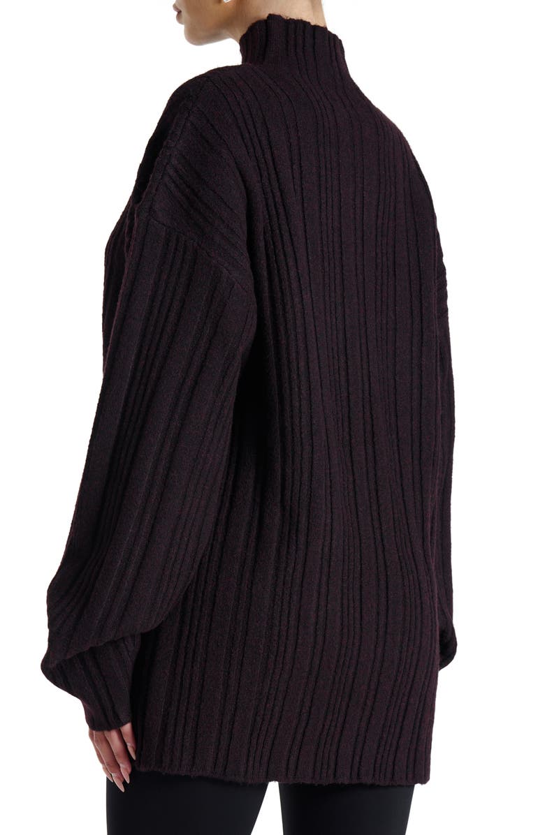 Naked Wardrobe Oversize Funnel Neck Sweater, Alternate, color, Dark Plum