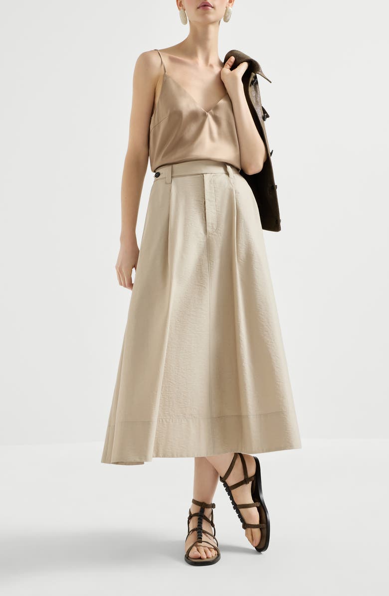 Brunello Cucinelli Sartorial skirt with monili, Alternate, color, Beige