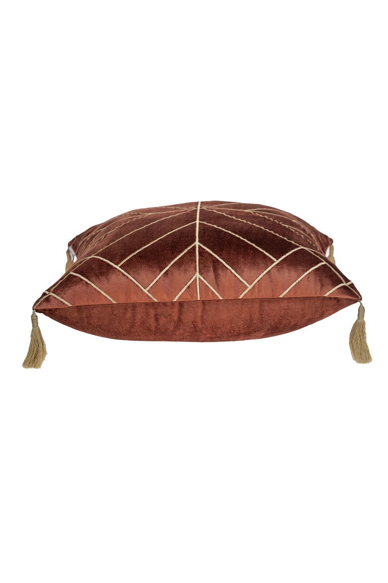 Zella Velvet Throw Pillow, Alternate, color, BURNT ORANGE