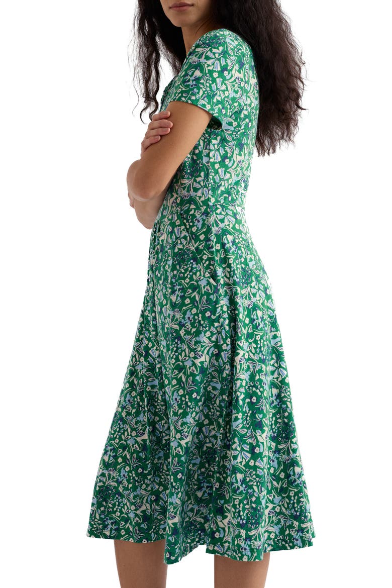 April Floral Stretch Organic Cotton Midi Dress, Alternate, color, WOODLAND FLORAL DARK STEM