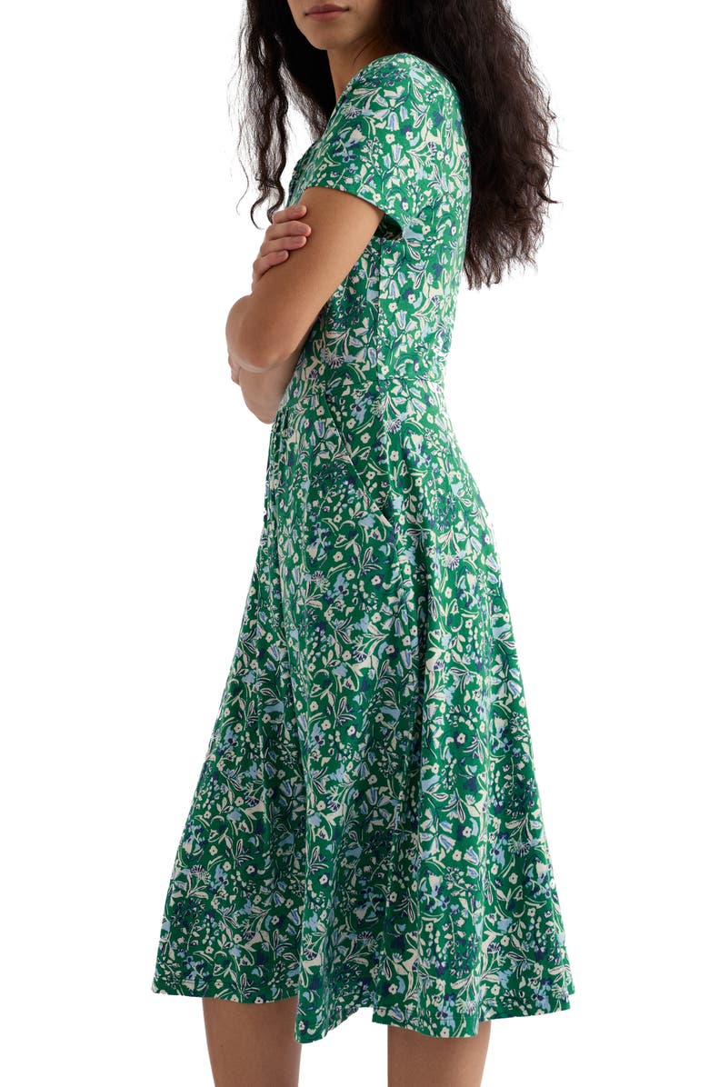 Seasalt Cornwall April Floral Stretch Organic Cotton Midi Dress, Alternate, color, Woodland Floral Dark Stem