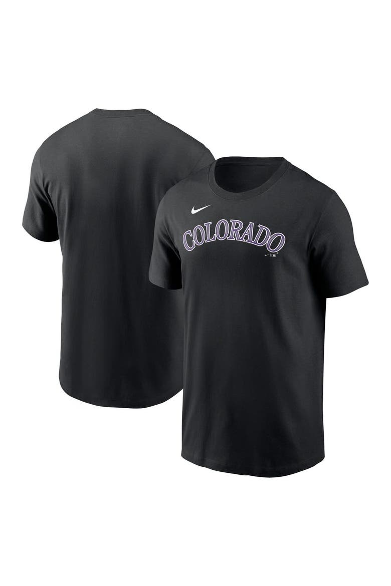 Men's Nike Black Colorado Rockies Fuse Wordmark T-Shirt, Main, color, Black