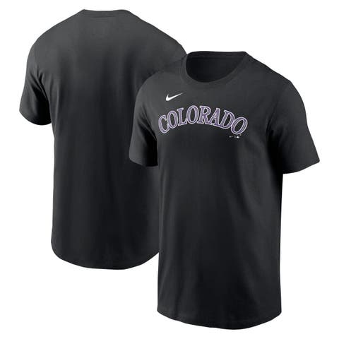 Men's Nike Black Colorado Rockies Fuse Wordmark T-Shirt