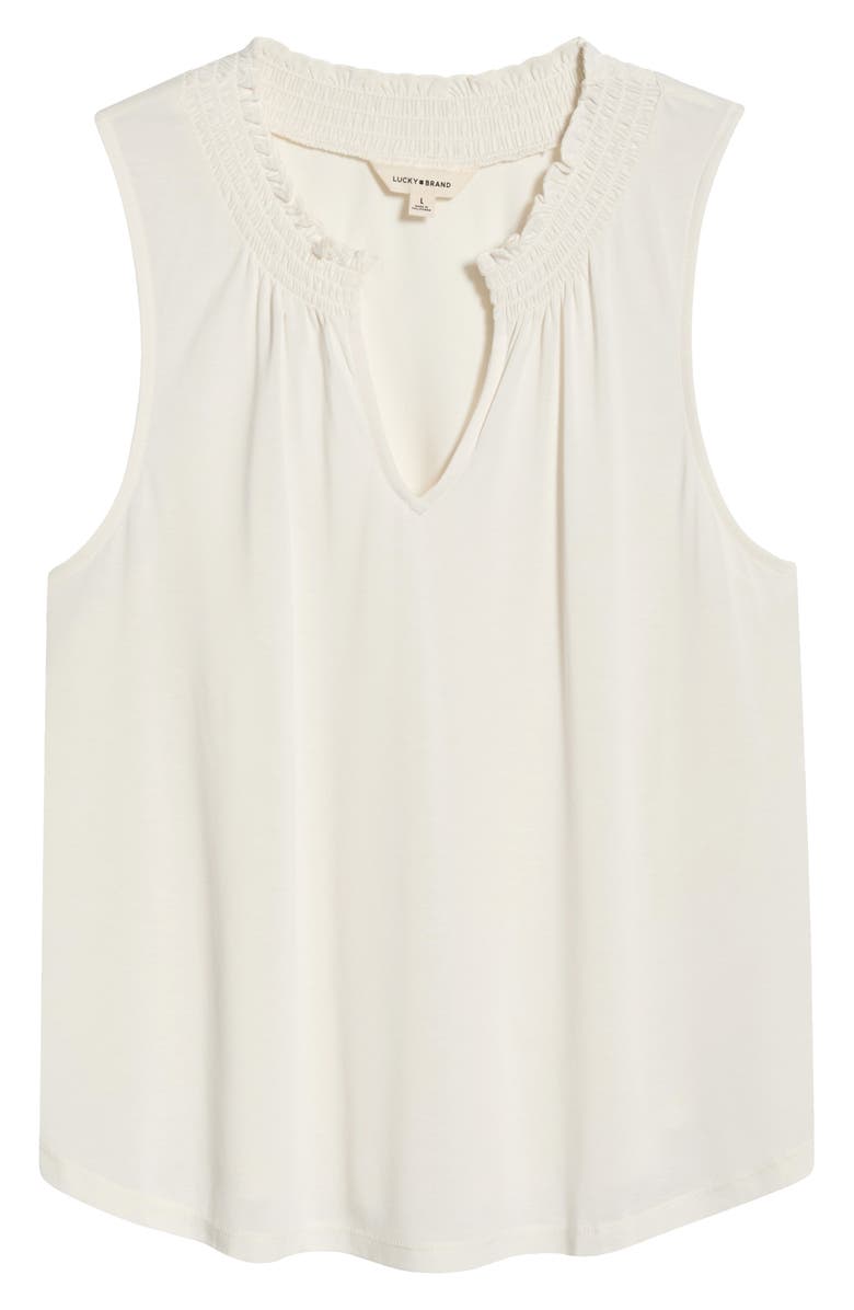 Lucky Brand Sandwash Smock Detail Knit Top, Main, color, Etherial White