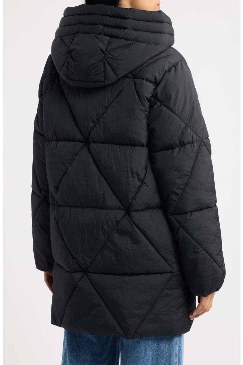 Diamond Quilted Hooded Puffer Coat, Alternate, color, BLACK