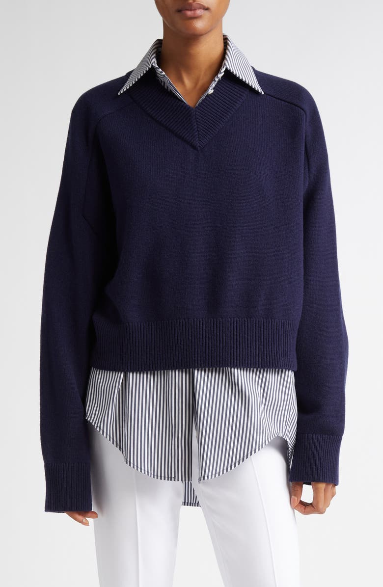 Michael Kors Collection Cashmere Varsity Sweater, Main, color, 