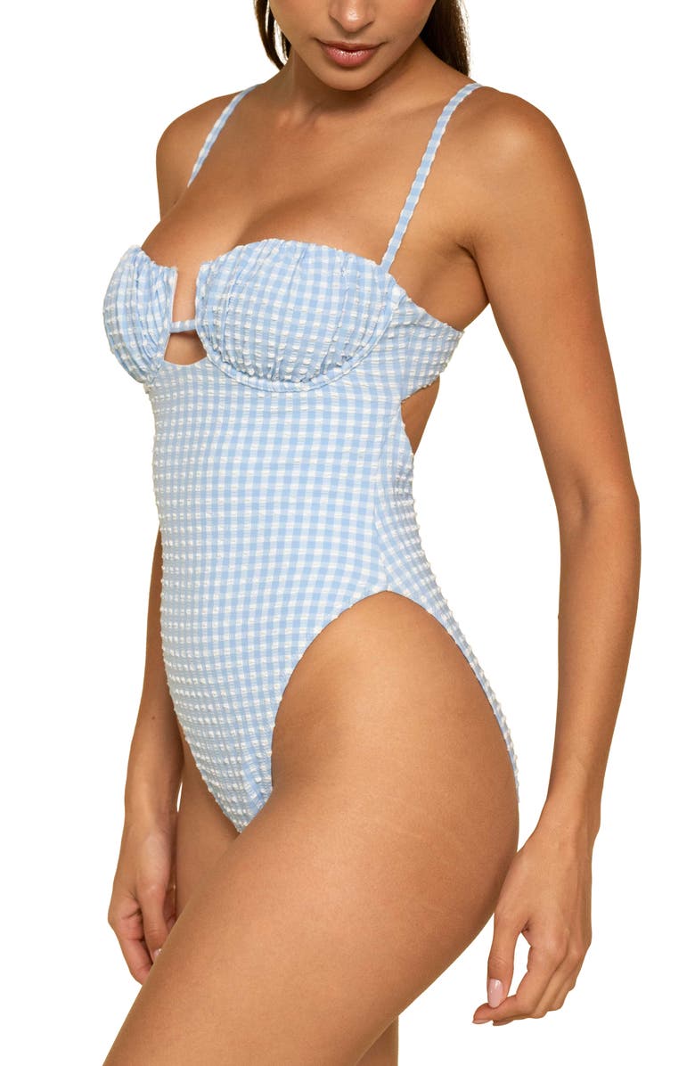 MONTCE Gingham Underwire One-Piece Swimsuit, Alternate, color, Periwinkle Micro Gingham