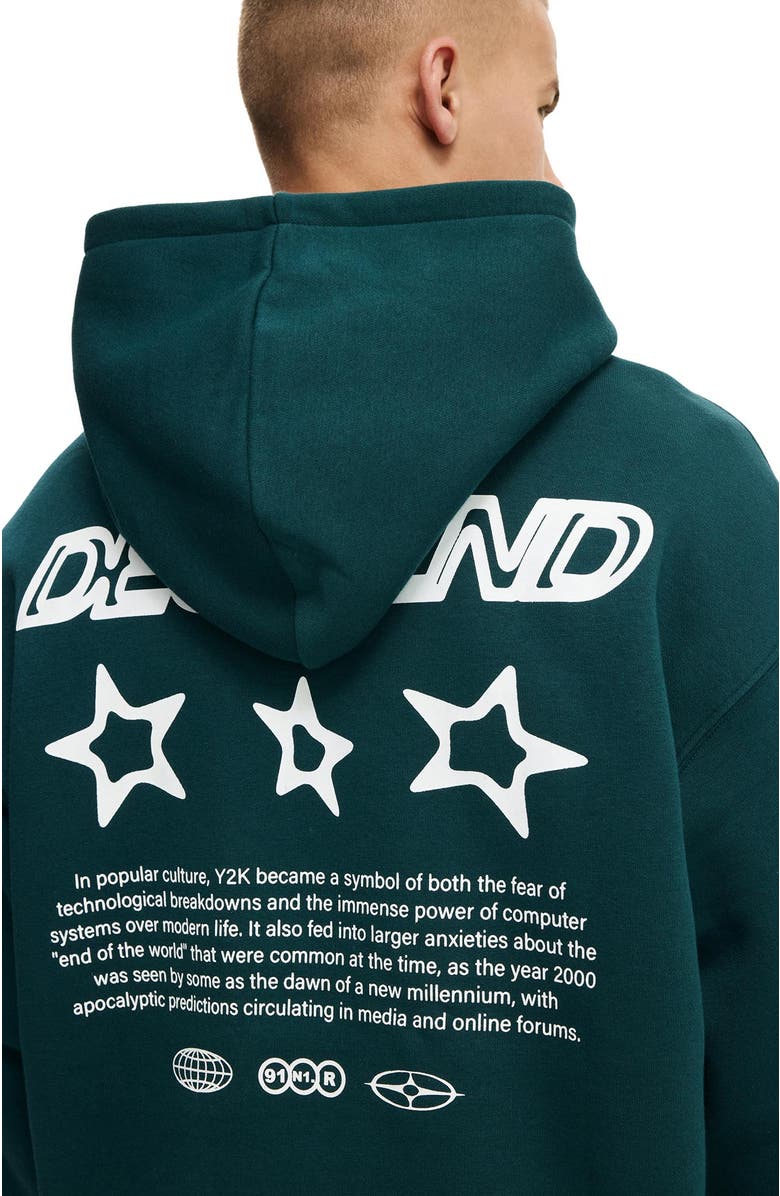 Cotton On Men's Box Fit Graphic Hoodie, Alternate, color, Deep Sea Teal Descend