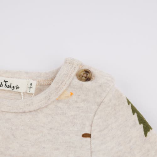 Oh Baby! Brand Teddy Bear Face Print Pocket Romper- Infant In Neutral
