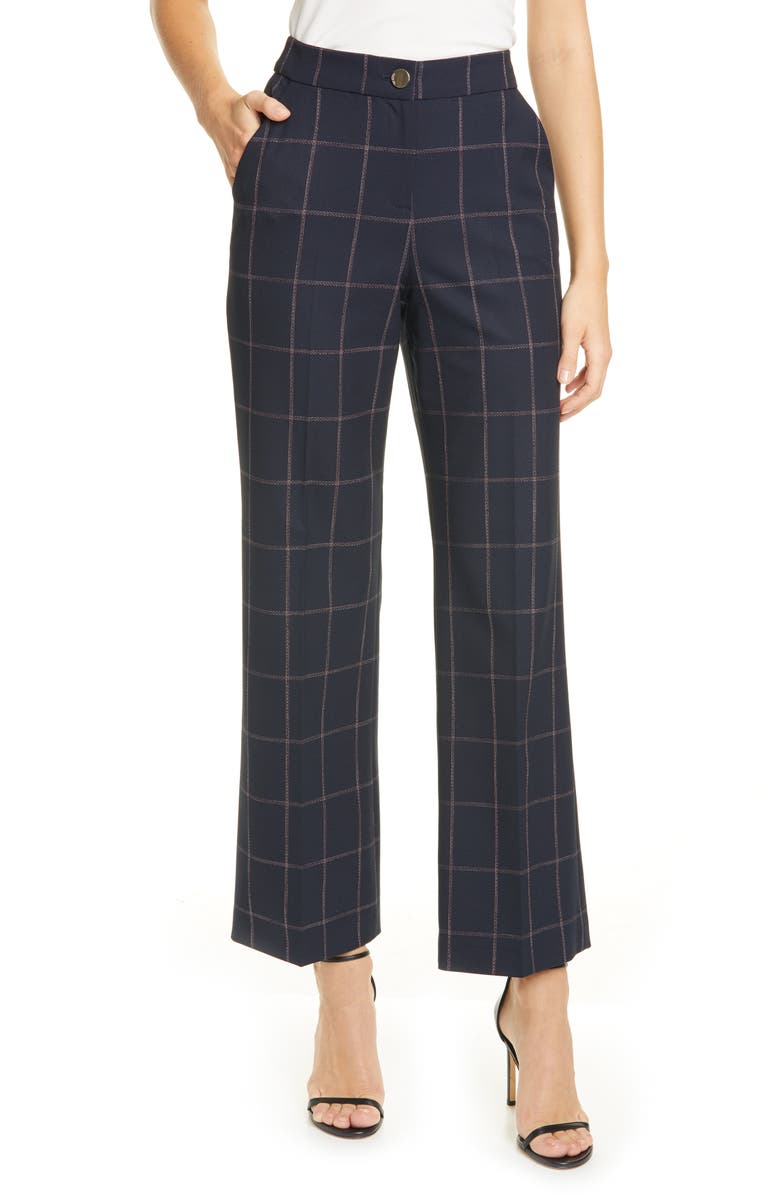 Ted Baker London Luunnat Check Wide Leg Pants, Main, color, 