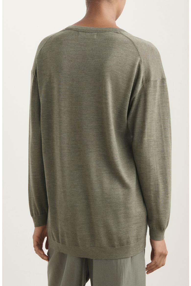 V-Neck Wool Pajama Sweater, Alternate, color, GREEN