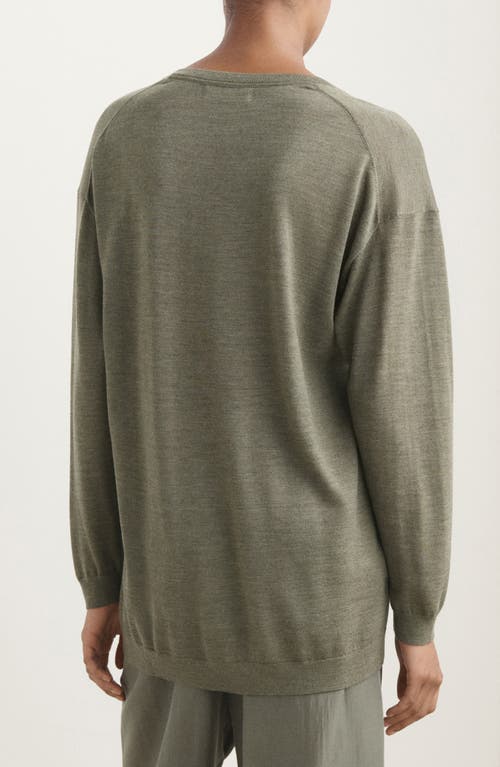 Mango V-neck Wool Pajama Sweater In Green