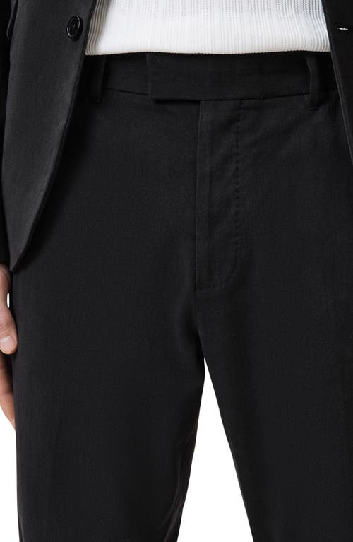 Allsaints Bay Flat Front Cotton Pants In Black