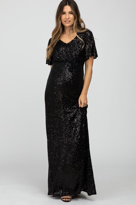 Sequin Short Sleeve Maxi Dress