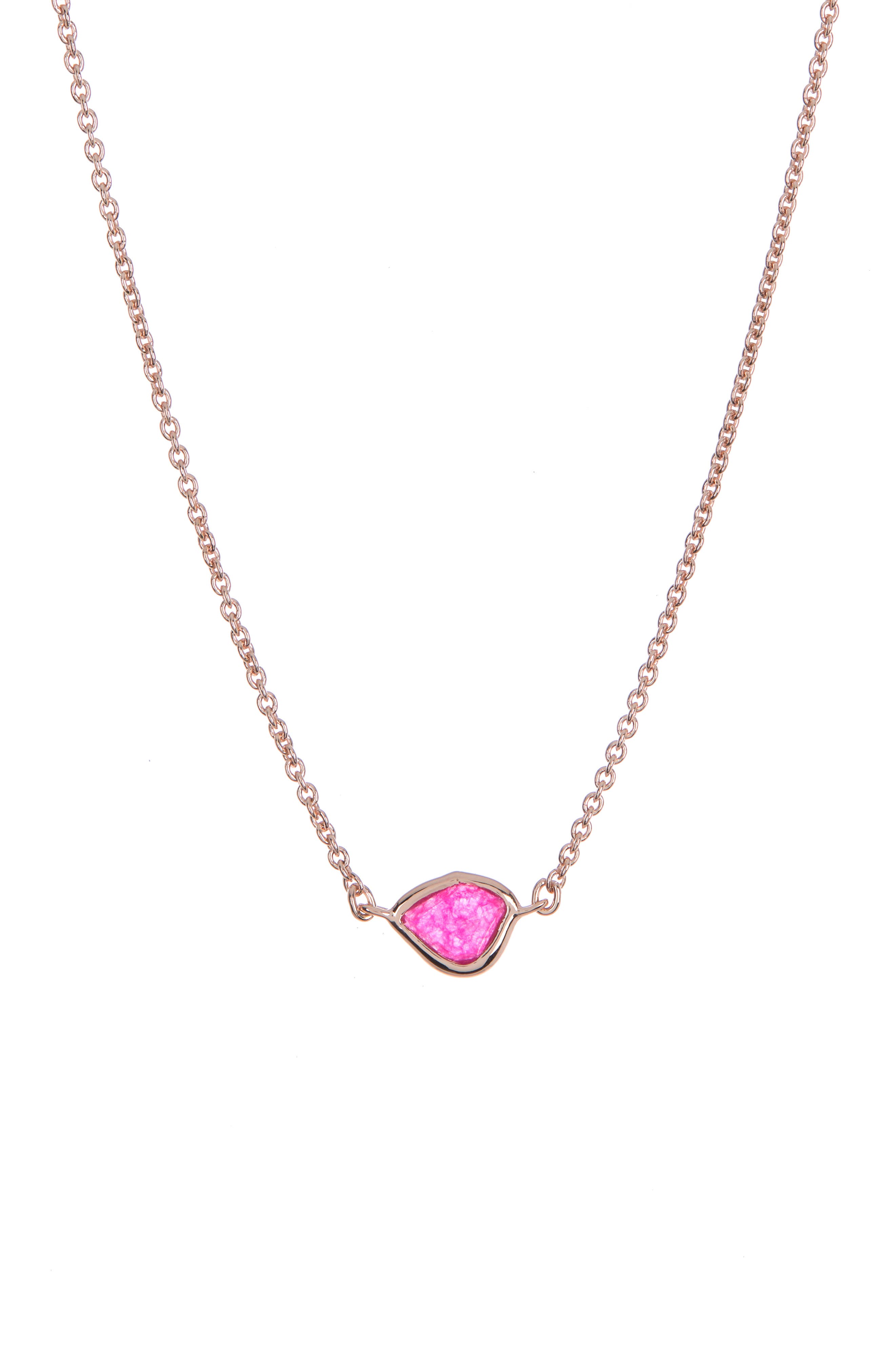 Monica Vinader Siren 18K Rose Gold Vermeil Pink Quartz Mini Nugget Pendant Necklace