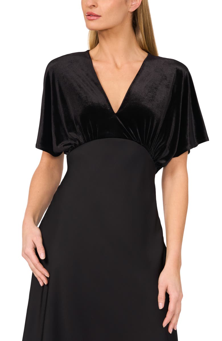 CeCe Dolman Sleeve Velvet & Satin Dress, Alternate, color, 