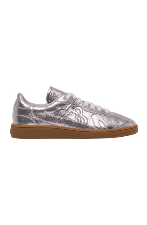 Metallic leather sneakers
