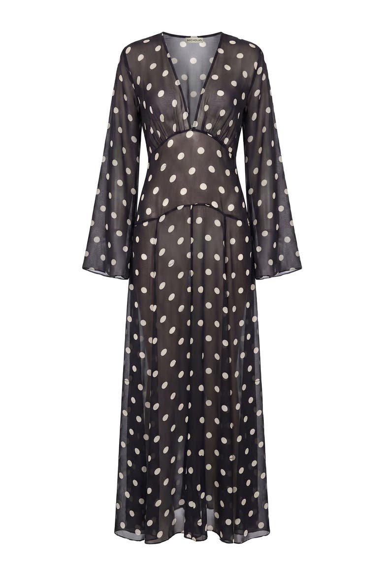 Marella Dress, Alternate, color, Black Ivory Polka Dot