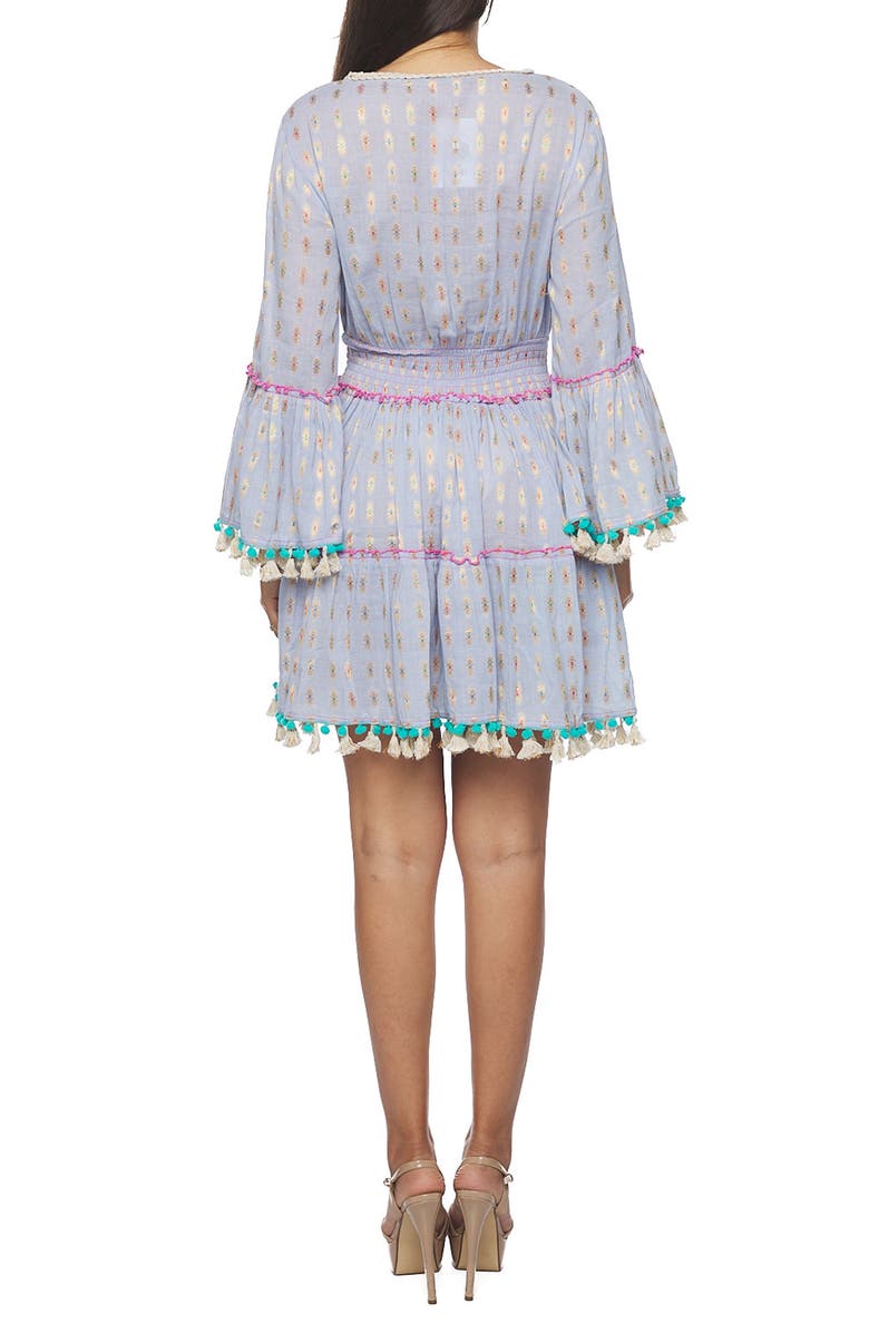 RANEES Pom Pom Long Sleeve Minidress, Alternate, color, Blue