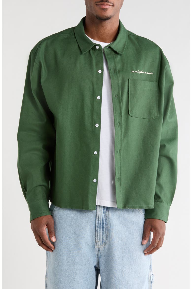 Sportster Cotton Canvas Button-Up Shirt, Main, color, GREEN