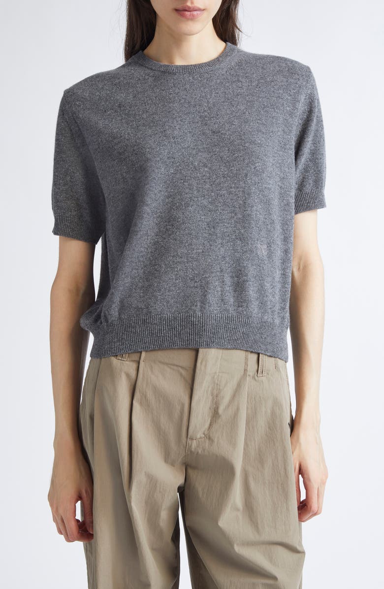 NACKIYÈ Short Sleeve Cashmere Sweater, Main, color, Gris