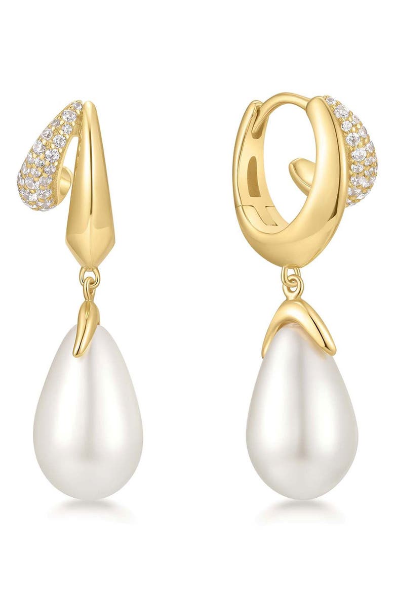 ANIA HAIE Sparkling Duet Faux Pearl Drop Earrings, Main, color, 
