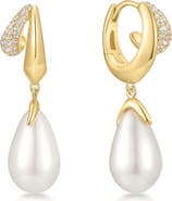 ANIA HAIE Sparkling Duet Faux Pearl Drop Earrings