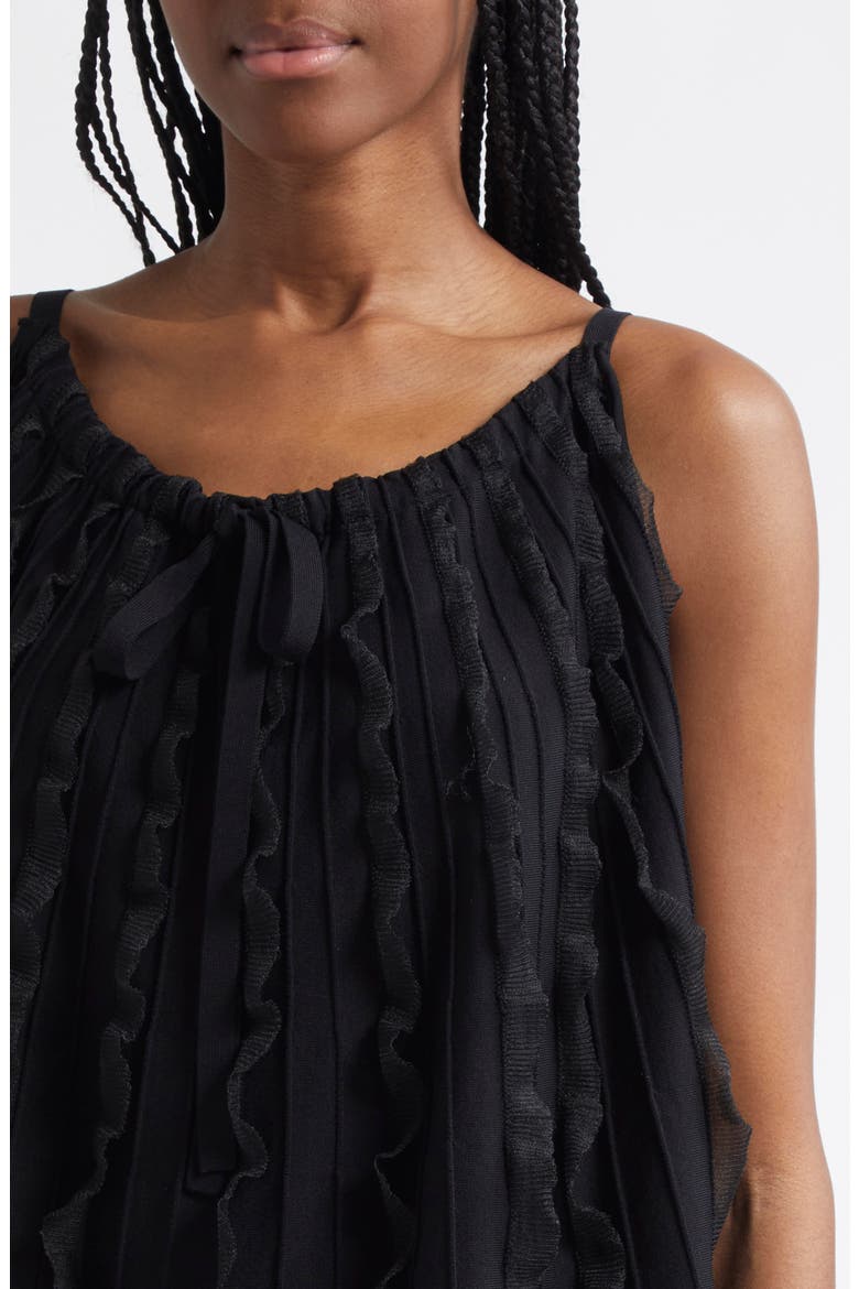 Pleated Mixed Media Tank, Alternate, color, BLACK