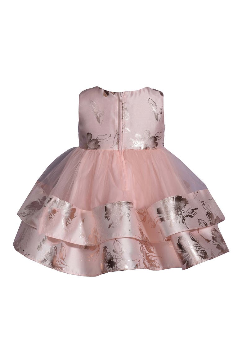 Kids' Metallic Foil Tiered Mikado & Tulle Dress, Alternate, color, BLUSH