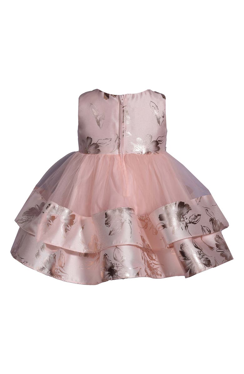 Iris & Ivy Kids' Metallic Foil Tiered Mikado & Tulle Dress, Alternate, color, Blush