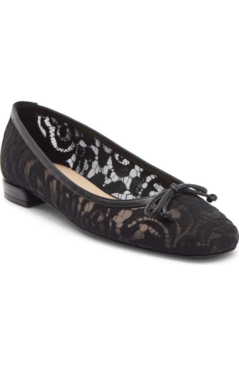 Stuart Weitzman Arabella Lace Ballet Flat, Main, color, Black