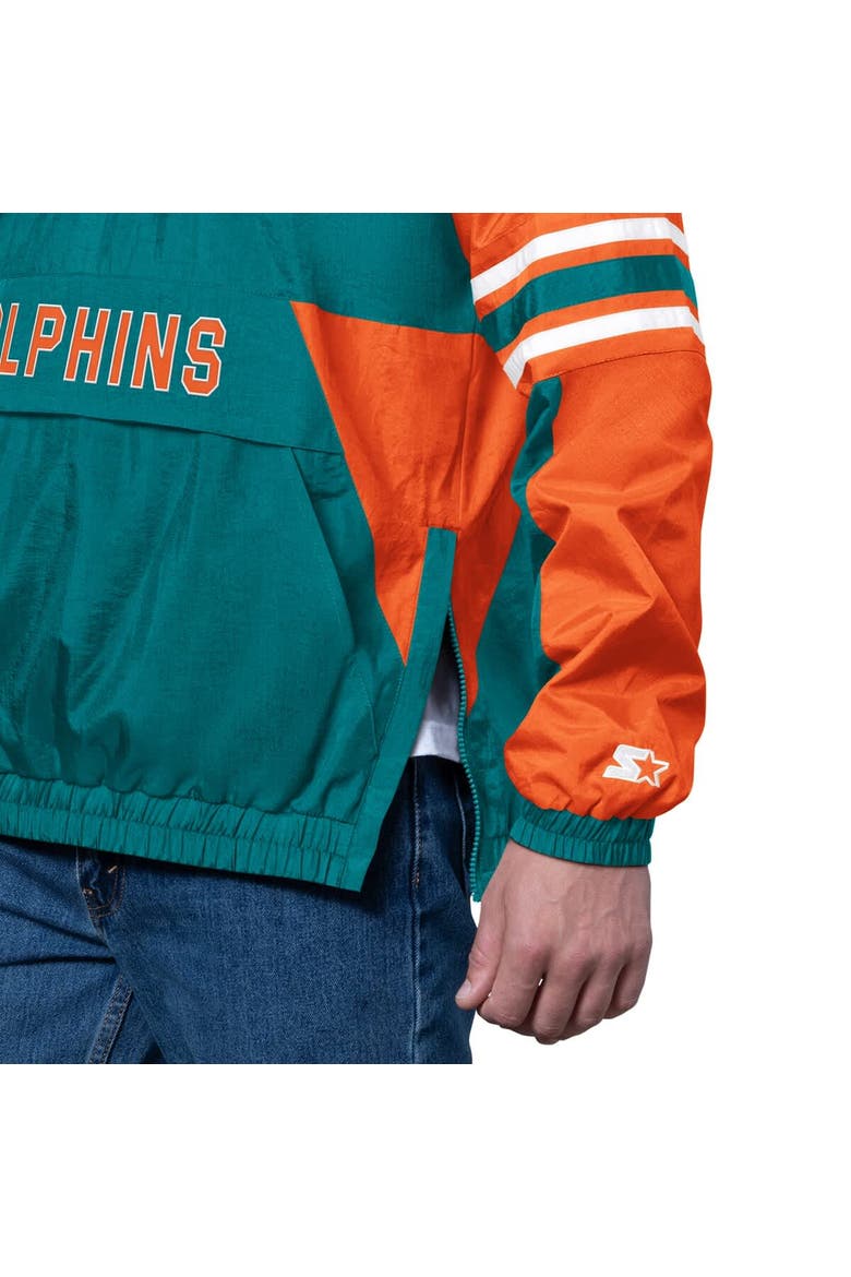 Men's Starter Aqua Miami Dolphins Vintage Logo Prospect Half-Zip Pullover, Alternate, color, Aqua
