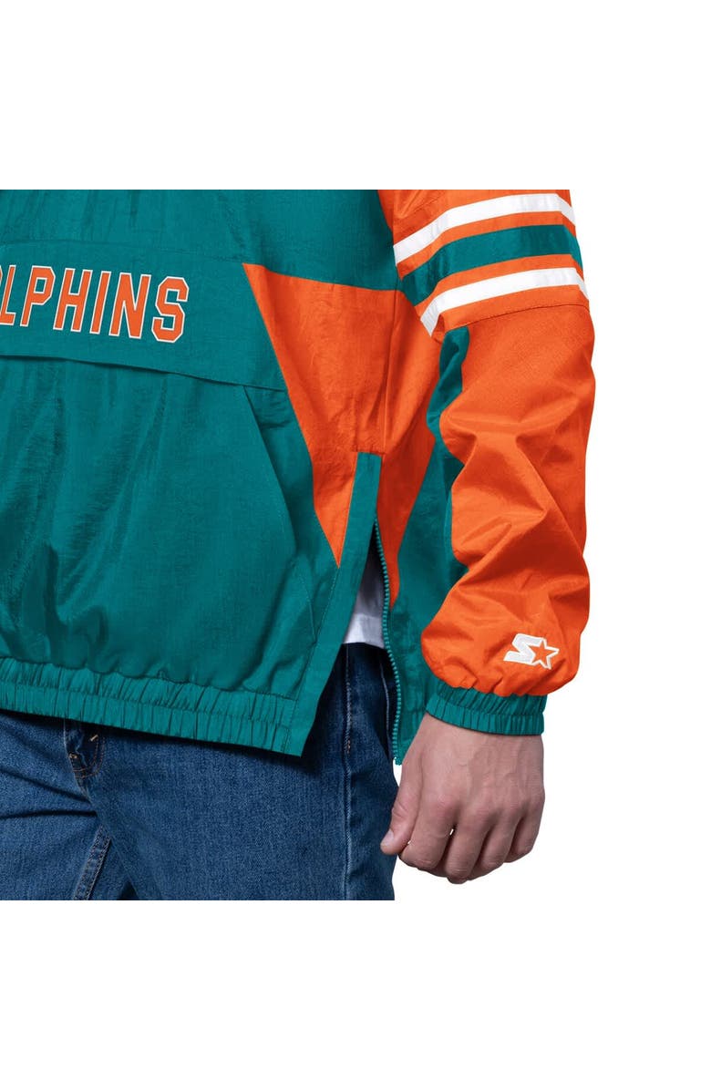 STARTER Men's Starter Aqua Miami Dolphins Vintage Logo Prospect Half-Zip Pullover, Alternate, color, Aqua
