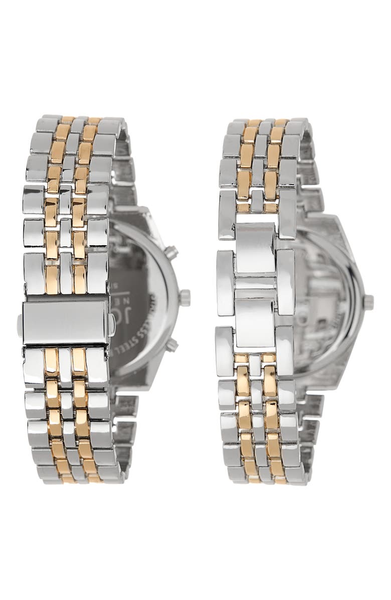Jones New York Two-Piece Diamond Accent Bracelet Watch His & Hers Set, Alternate, color, Gold/Silver